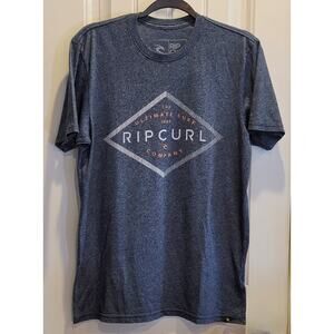 Rip Curl Y2K Surf Apparel Mens Blue Gray Heather Short Sleeve Graphic Shirt Sz:M